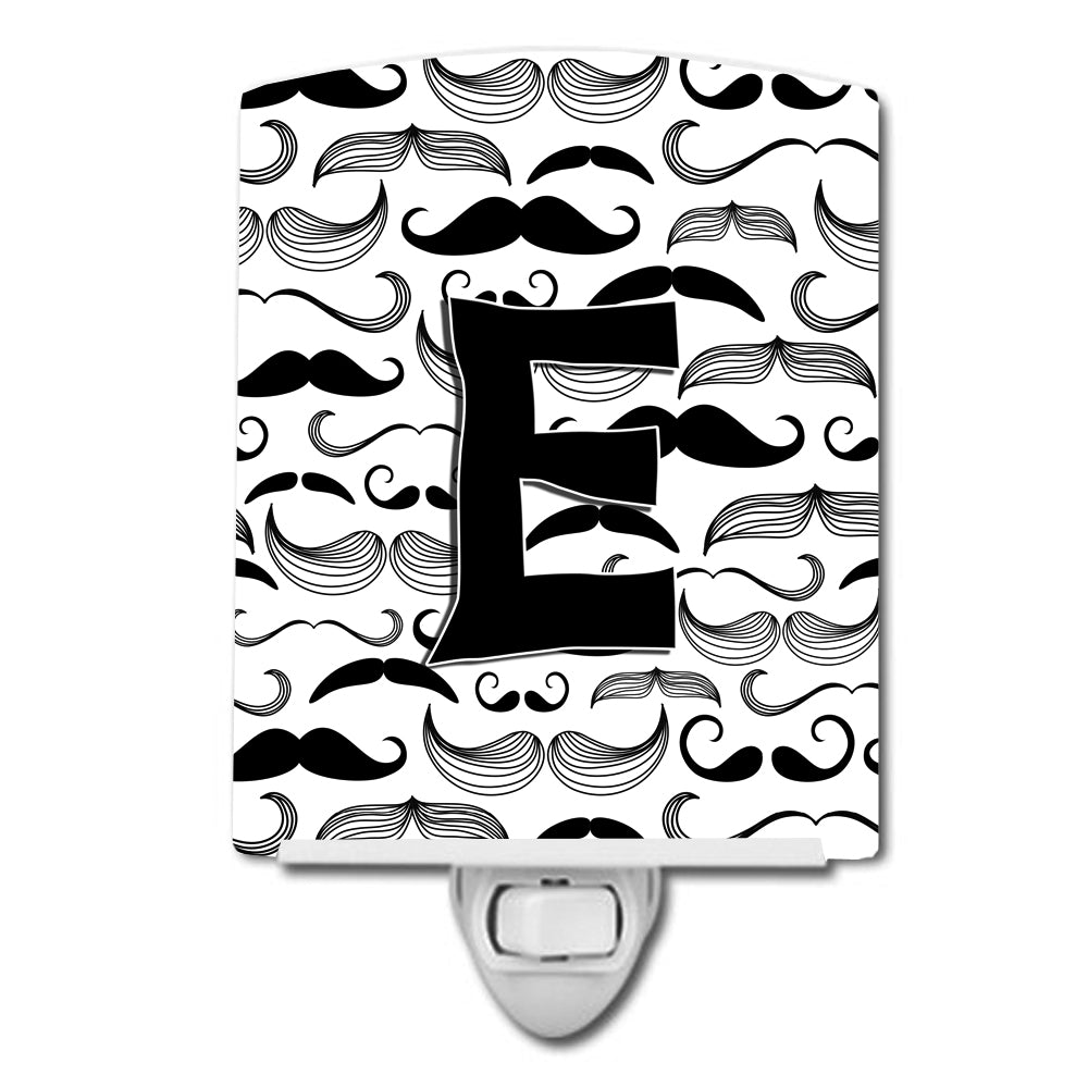 Letter E Moustache Initial Ceramic Night Light CJ2009-ECNL - the-store.com