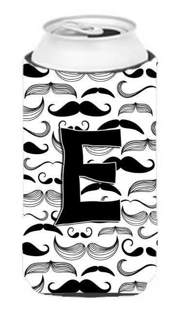 Letter E Moustache Initial Tall Boy Beverage Insulator Hugger CJ2009-ETBC by Caroline&#39;s Treasures