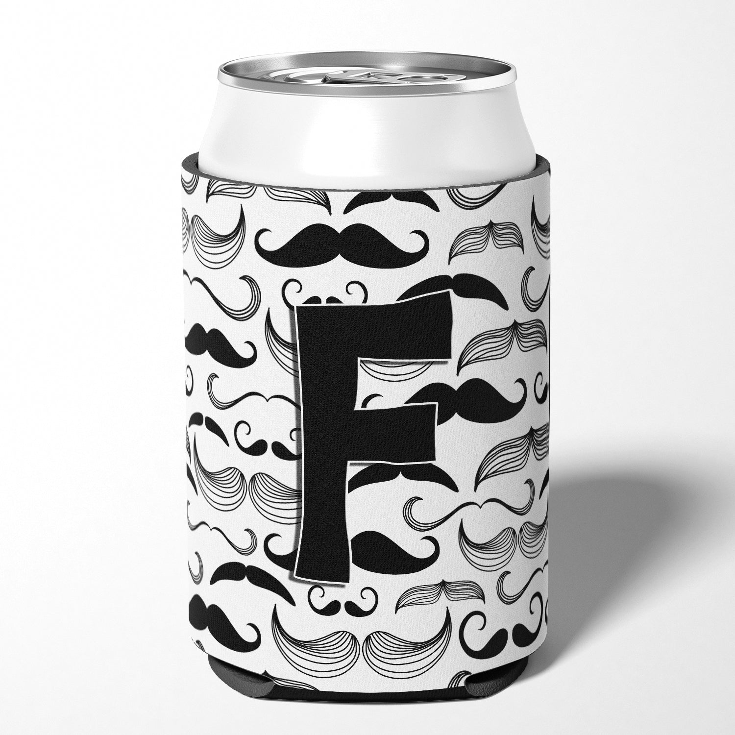 Lettre F Moustache Initiale Can ou Bottle Hugger CJ2009-FCC