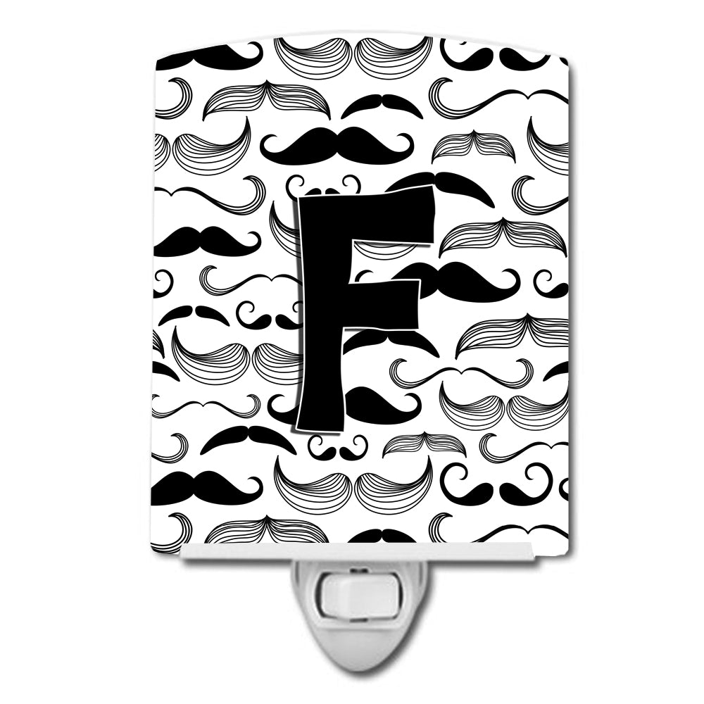 Letter F Moustache Initial Ceramic Night Light CJ2009-FCNL - the-store.com