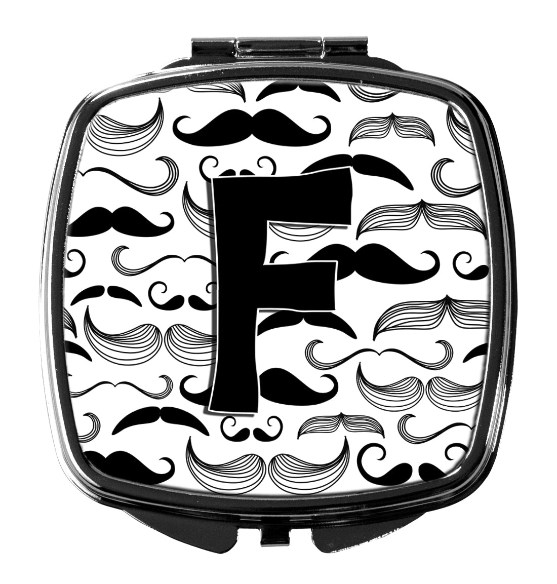 Caroline's Treasures Letter F Moustache Initial Compact Mirror – Stylish Purse Mirror with Artistic Covers CJ2009-FSCM