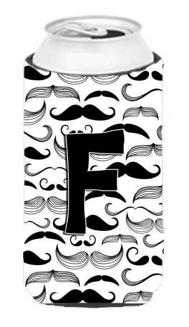 Letter F Moustache Initial Tall Boy Beverage Insulator Hugger CJ2009-FTBC by Caroline&#39;s Treasures