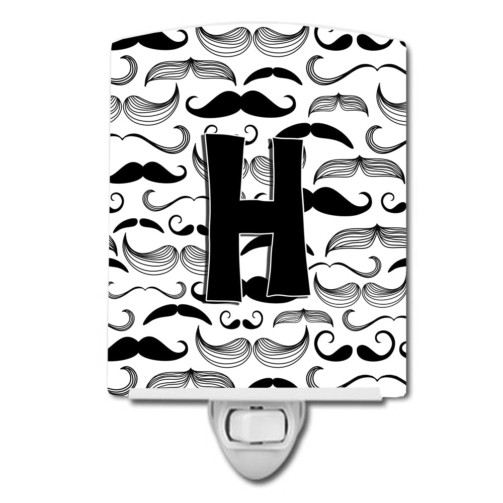 Letter H Moustache Initial Ceramic Night Light CJ2009-HCNL - the-store.com