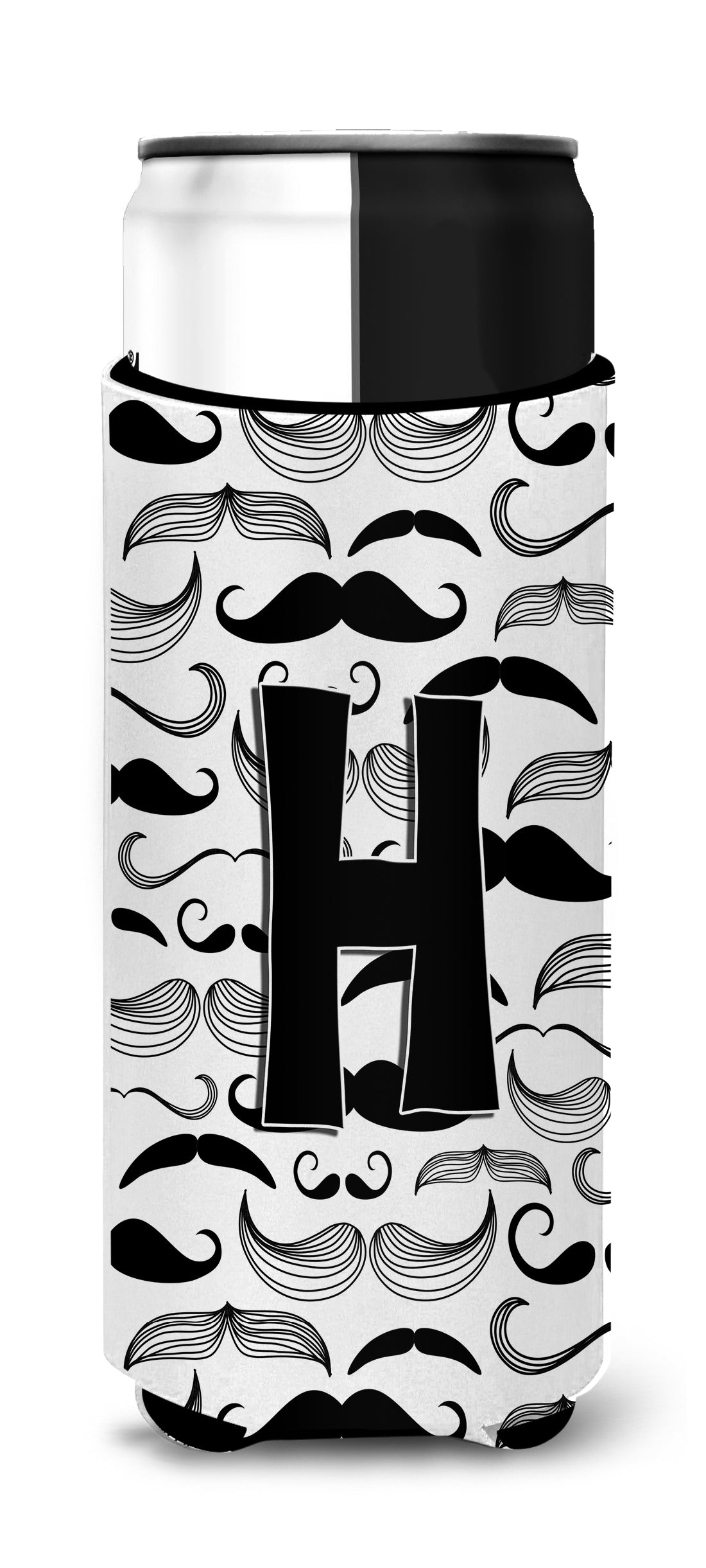 Letter H Moustache Initial Ultra Beverage Insulators for slim cans CJ2009-HMUK