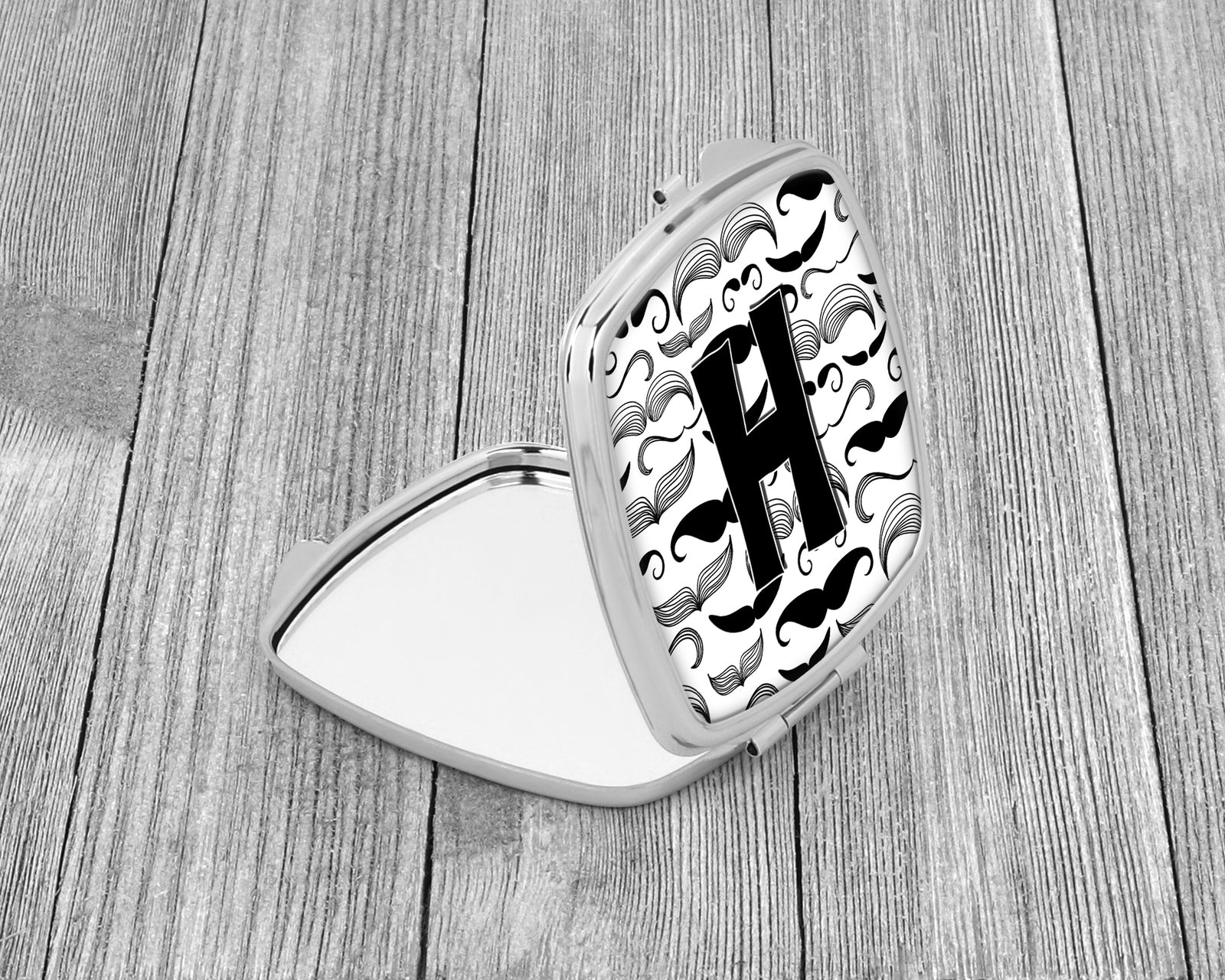 Caroline's Treasures Letter H Moustache Initial Compact Mirror – Stylish Purse Mirror with Artistic Covers CJ2009-HSCM