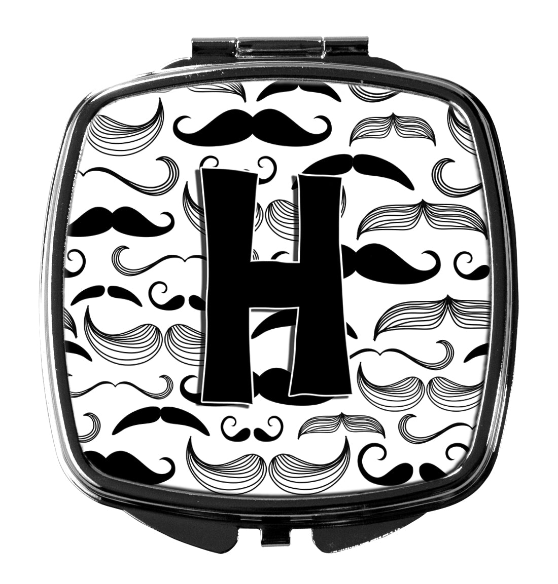 Letter H Moustache Initial Compact Mirror CJ2009-HSCM