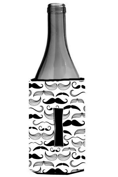 Letter I Moustache Initial Wine Bottle Beverage Insulator Hugger CJ2009-ILITERK by Caroline&#39;s Treasures