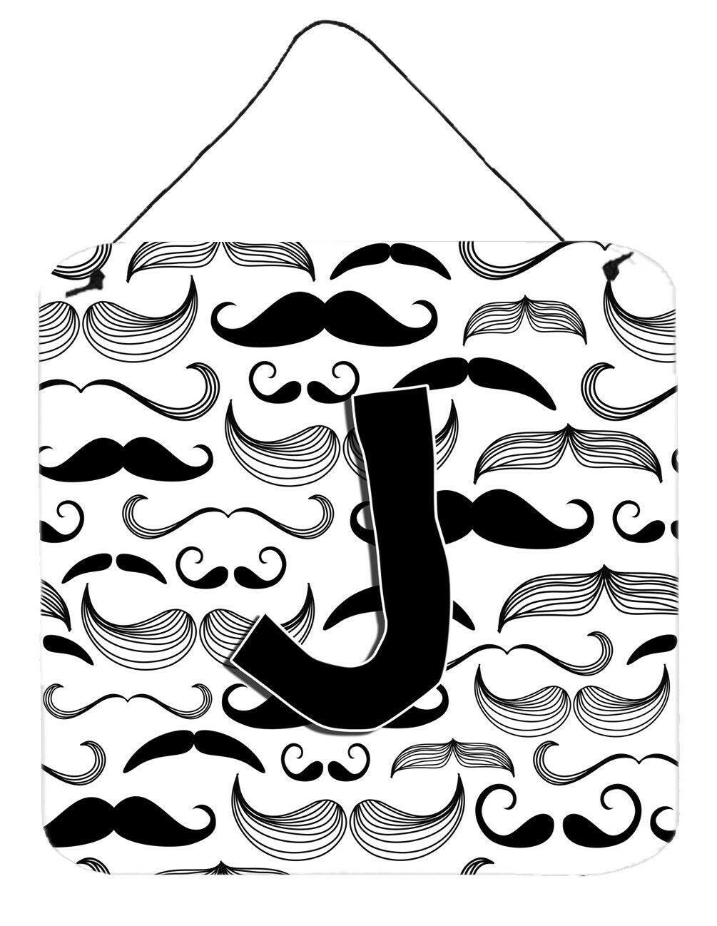 Letter J Moustache Initial Wall or Door Hanging Prints CJ2009-JDS66 by Caroline&#39;s Treasures