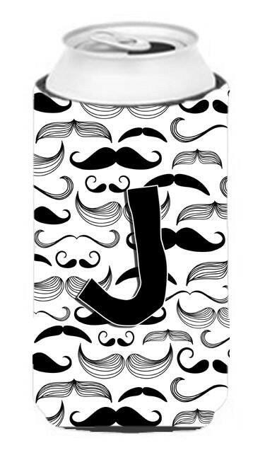 Letter J Moustache Initial Tall Boy Beverage Insulator Hugger CJ2009-JTBC by Caroline&#39;s Treasures
