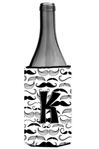 Letter K Moustache Initial Wine Bottle Beverage Insulator Hugger CJ2009-KLITERK by Caroline's Treasures