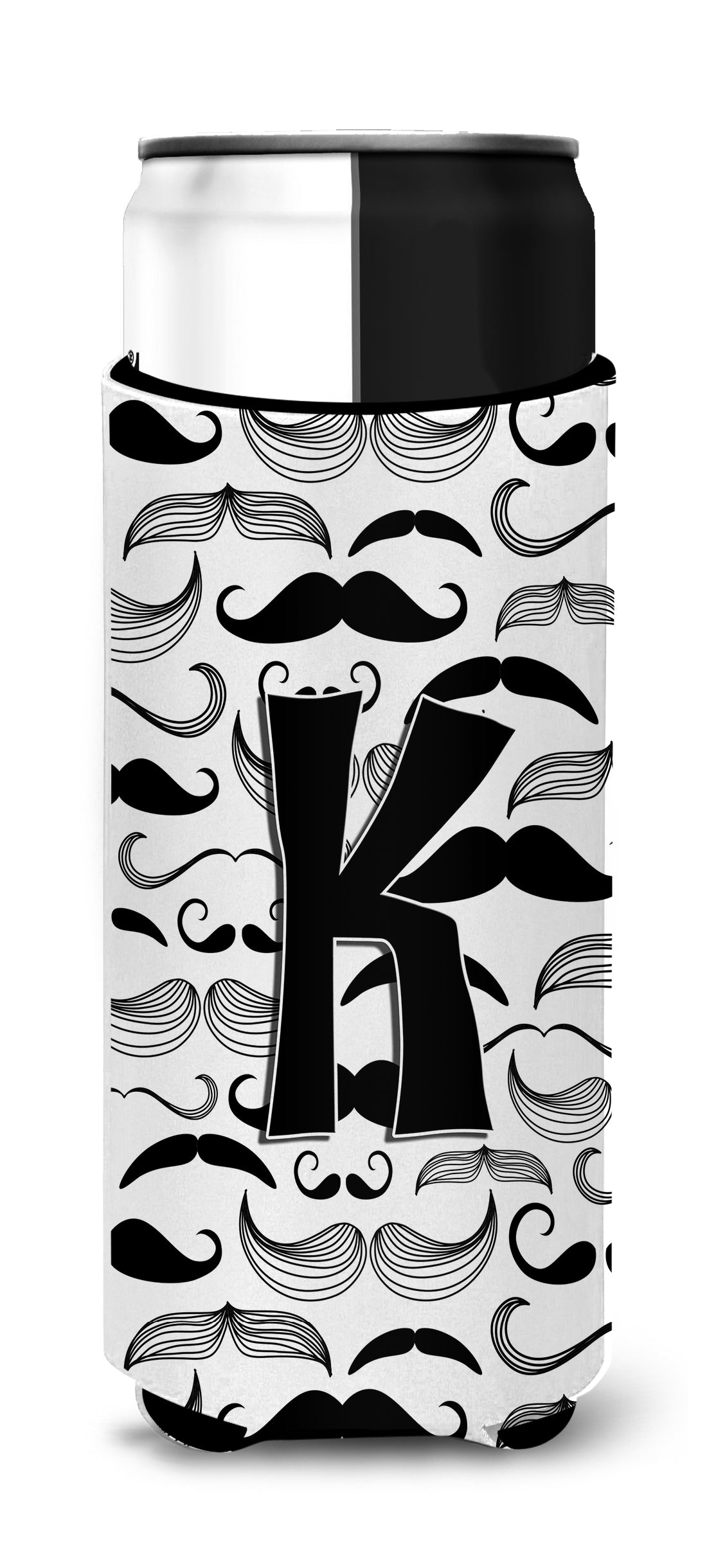Letter K Moustache Initial Ultra Beverage Insulators for slim cans CJ2009-KMUK