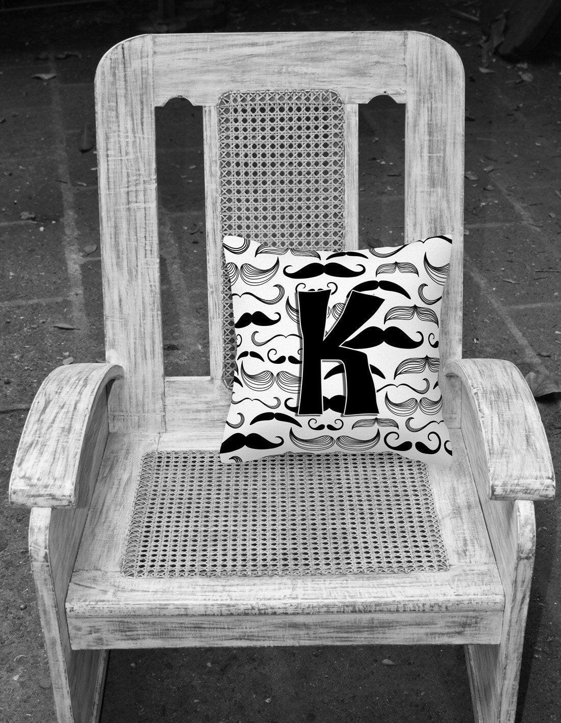 Letter K Moustache Initial Canvas Fabric Decorative Pillow CJ2009-KPW1414 by Caroline's Treasures