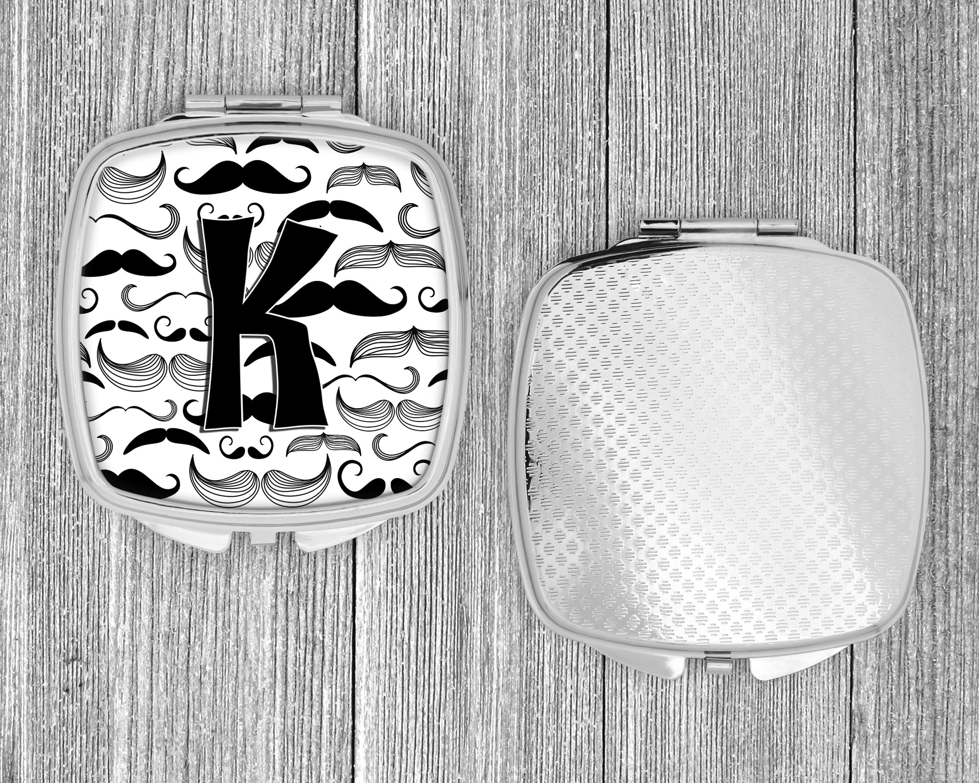 Letter K Moustache Initial Compact Mirror CJ2009-KSCM  the-store.com.