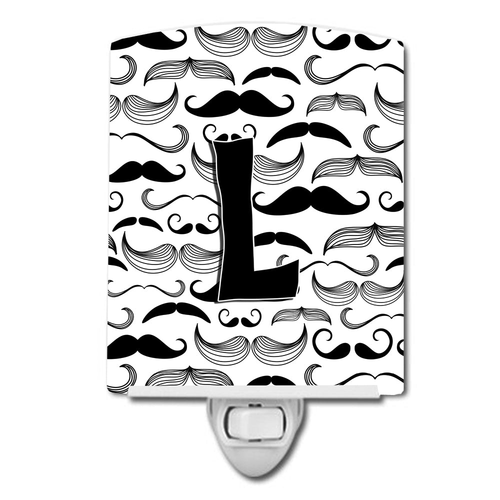 Letter L Moustache Initial Ceramic Night Light CJ2009-LCNL - the-store.com