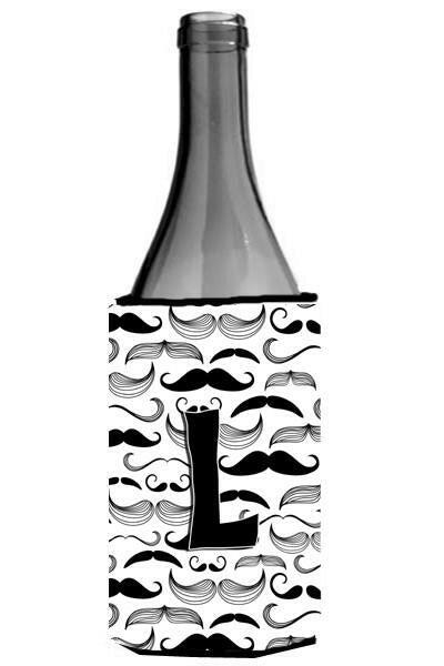 Letter L Moustache Initial Wine Bottle Beverage Insulator Hugger CJ2009-LLITERK by Caroline's Treasures
