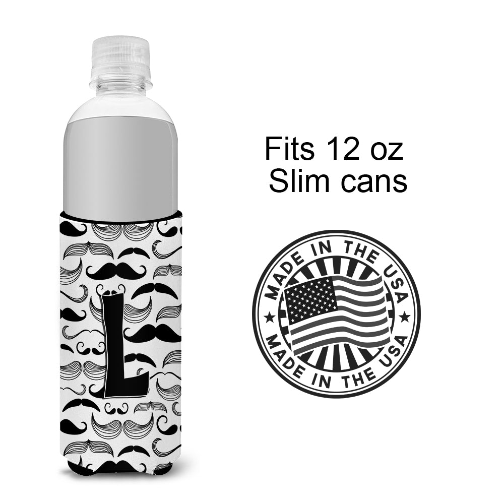 Letter L Moustache Initial Ultra Beverage Insulators for slim cans CJ2009-LMUK.