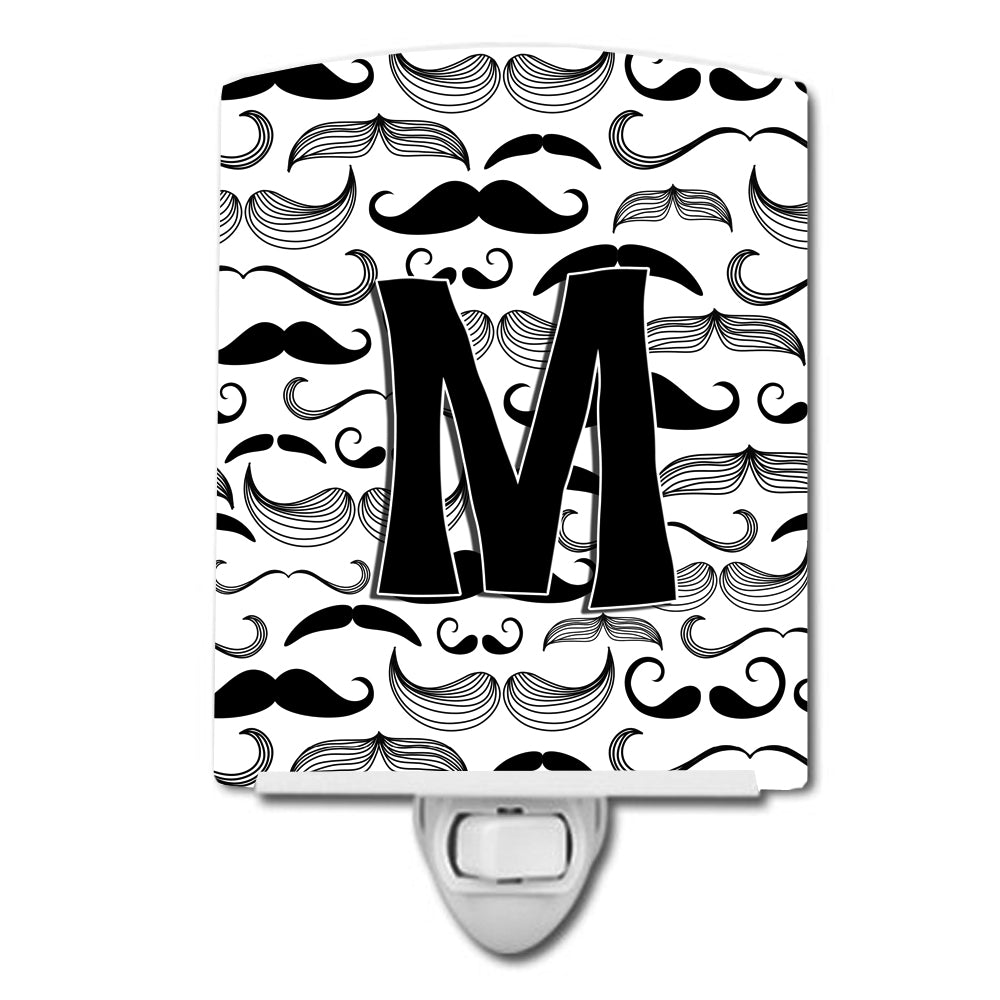 Letter M Moustache Initial Ceramic Night Light CJ2009-MCNL - the-store.com