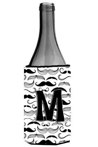 Letter M Moustache Initial Wine Bottle Beverage Insulator Hugger CJ2009-MLITERK by Caroline&#39;s Treasures