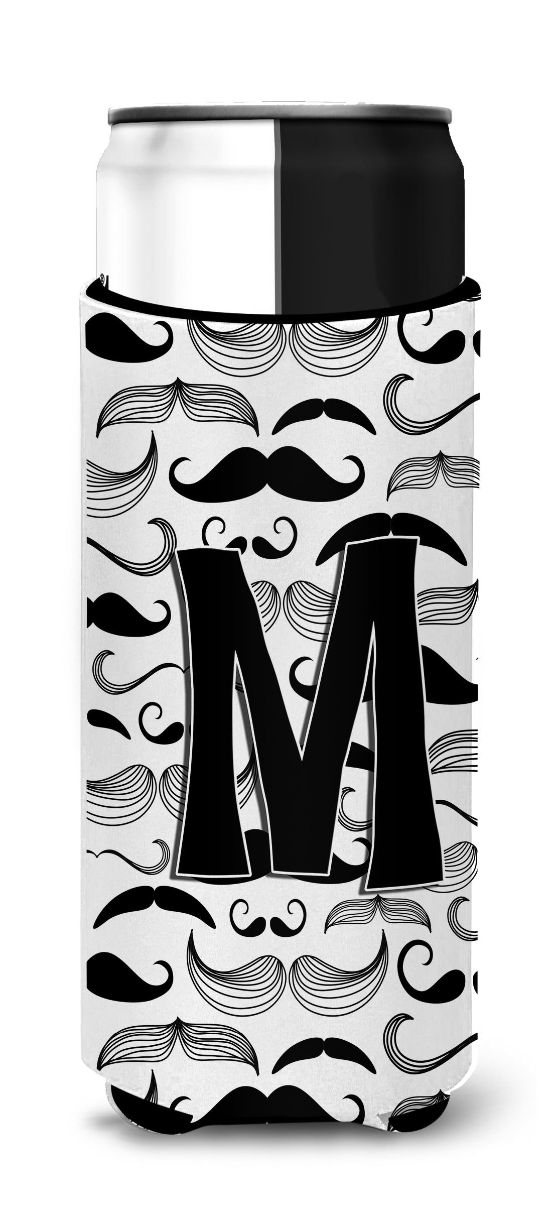 Letter M Moustache Initial Ultra Beverage Insulators for slim cans CJ2009-MMUK.