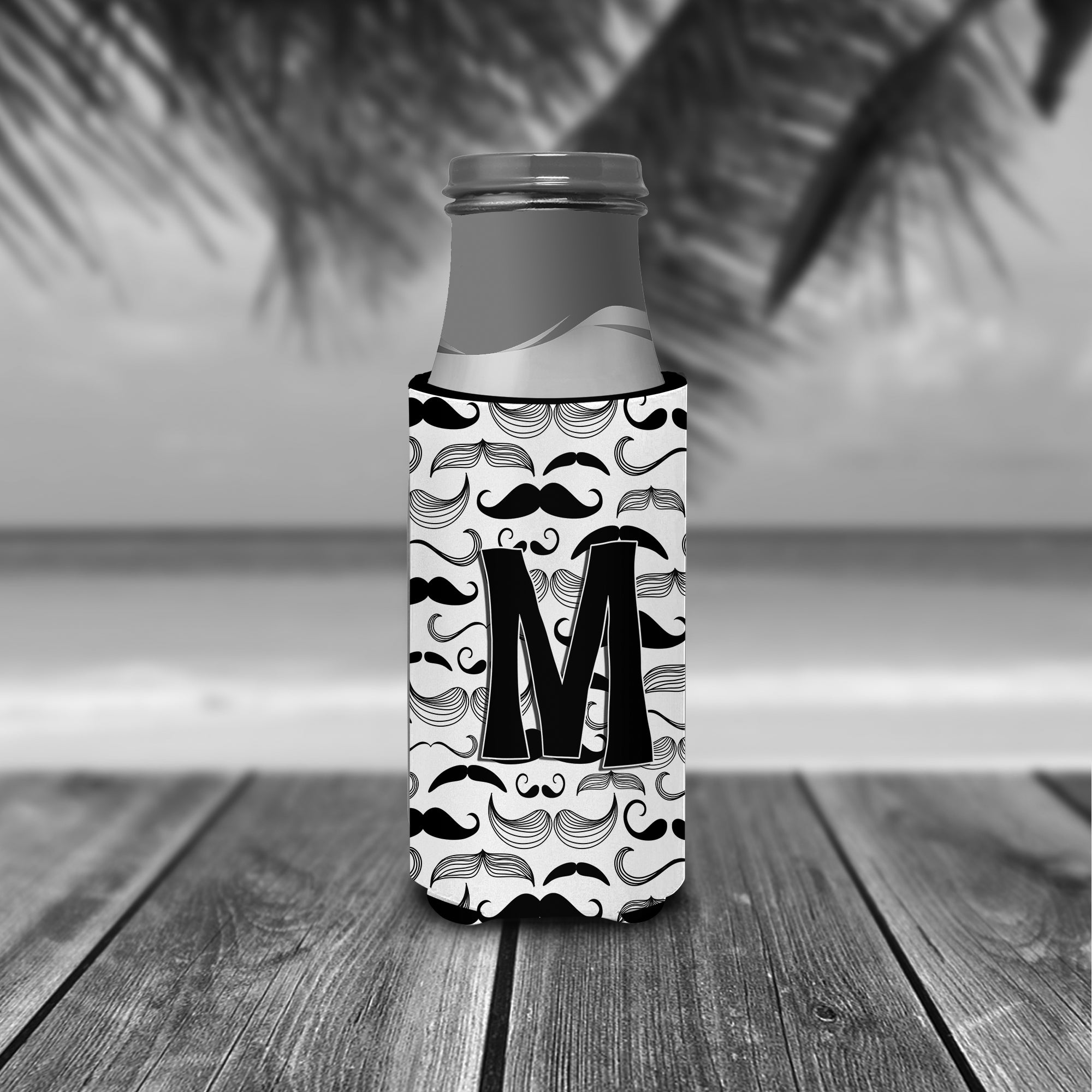 Letter M Moustache Initial Ultra Beverage Insulators for slim cans CJ2009-MMUK