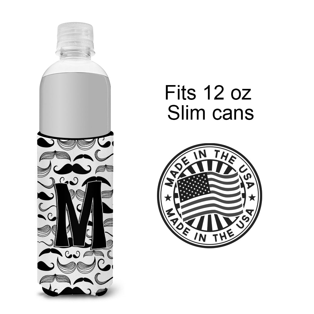 Letter M Moustache Initial Ultra Beverage Insulators for slim cans CJ2009-MMUK