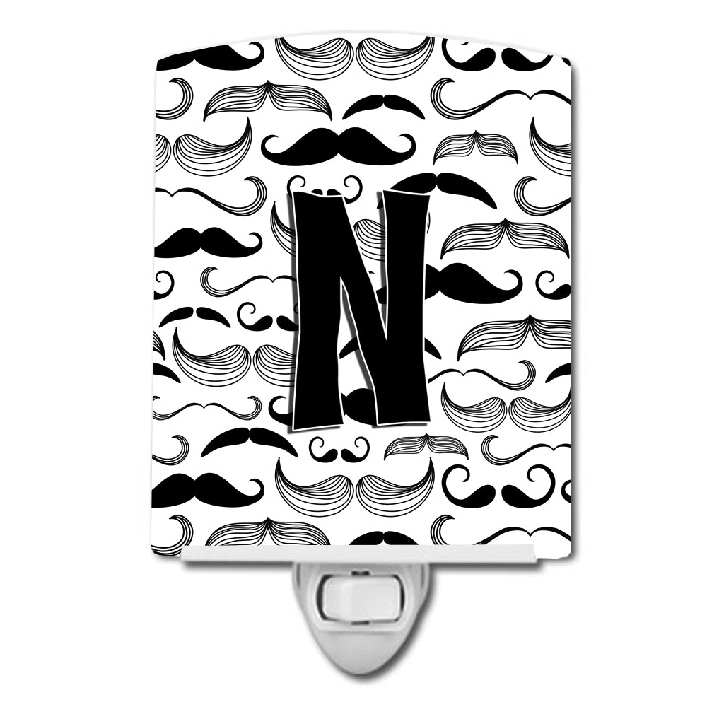 Letter N Moustache Initial Ceramic Night Light CJ2009-NCNL - the-store.com