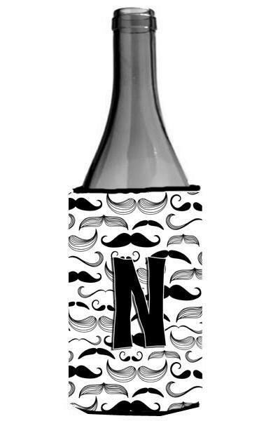 Letter N Moustache Initial Wine Bottle Beverage Insulator Hugger CJ2009-NLITERK by Caroline&#39;s Treasures