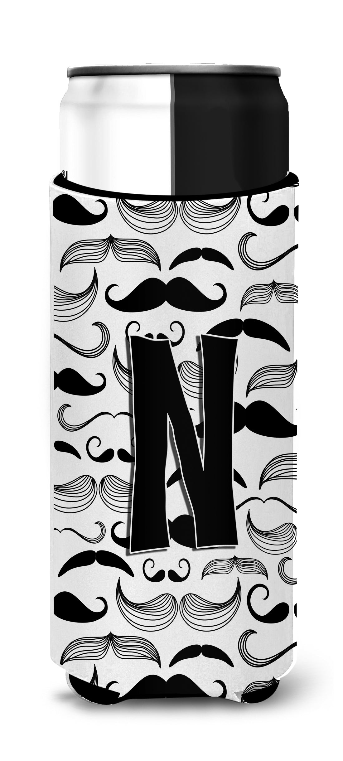 Lettre N Moustache Initial Ultra Beverage Isolateurs pour canettes minces CJ2009-NMUK