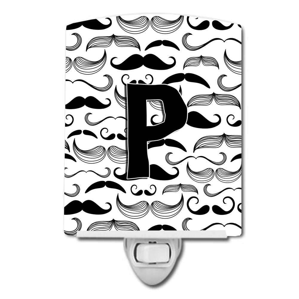 Letter P Moustache Initial Ceramic Night Light CJ2009-PCNL - the-store.com
