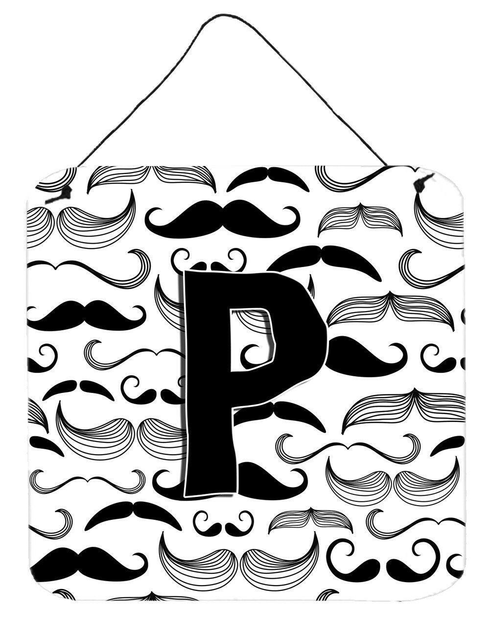 Letter P Moustache Initial Wall or Door Hanging Prints CJ2009-PDS66 by Caroline's Treasures