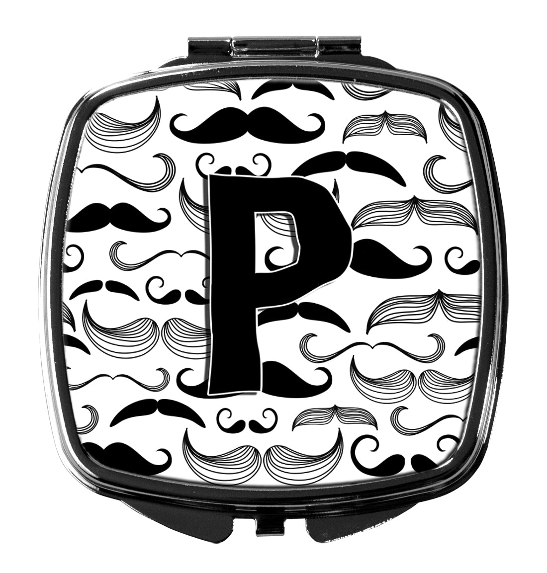 Letter P Moustache Initial Compact Mirror CJ2009-PSCM