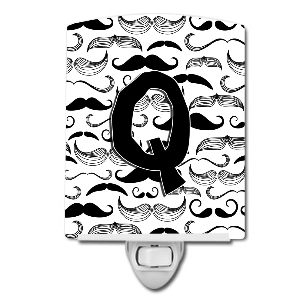 Letter Q Moustache Initial Ceramic Night Light CJ2009-QCNL - the-store.com