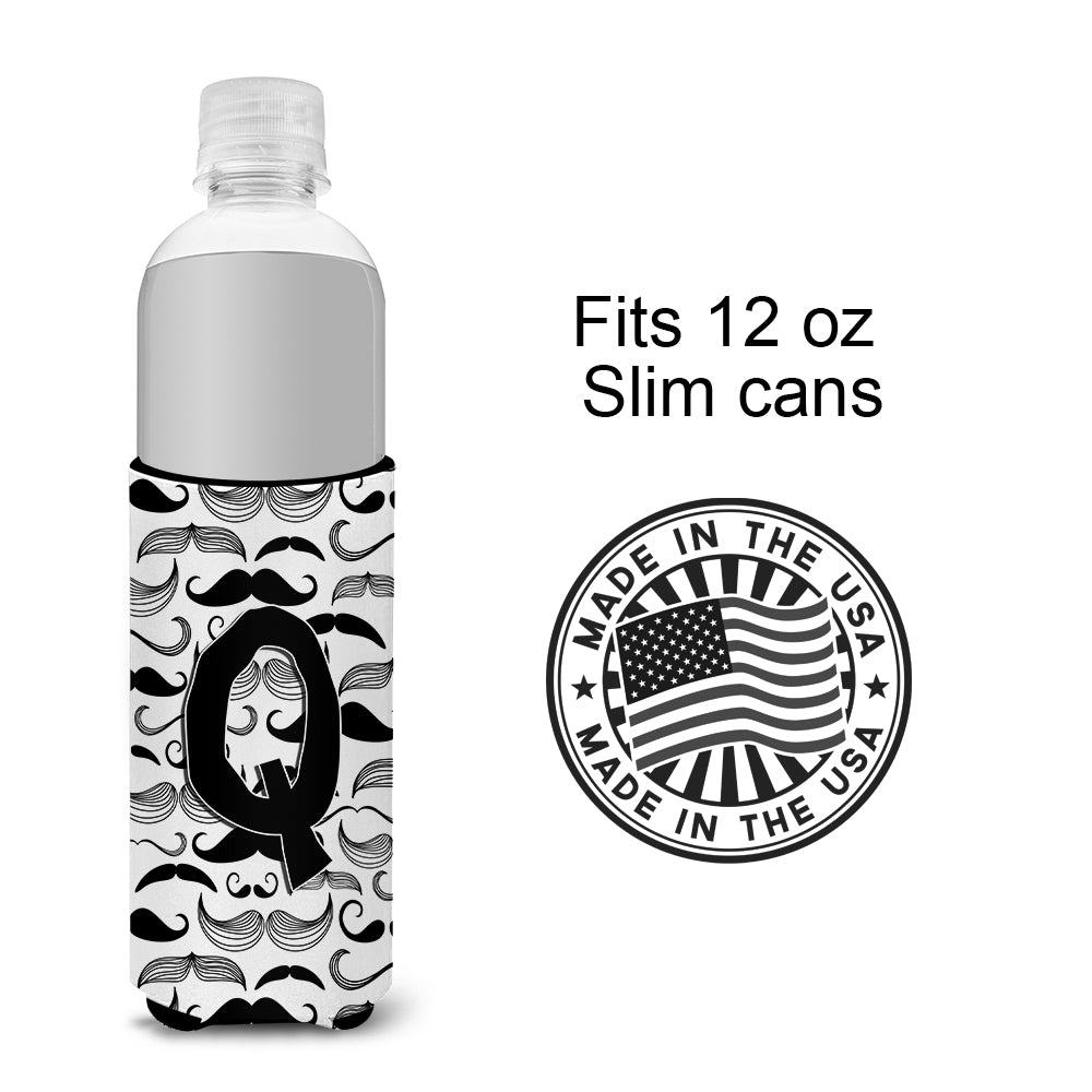Lettre Q Mustache Initial Ultra Beverage Isolateurs pour canettes minces CJ2009-QMUK