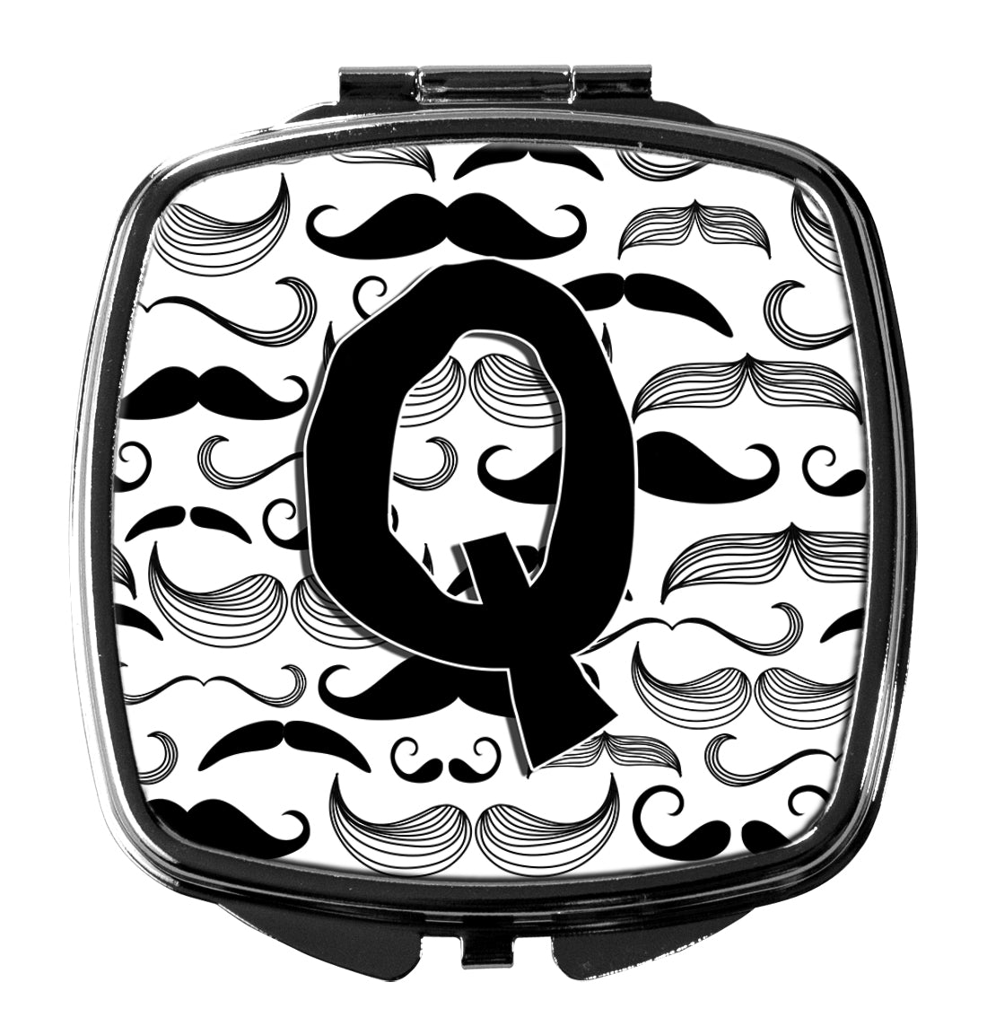 Letter Q Moustache Initial Compact Mirror CJ2009-QSCM