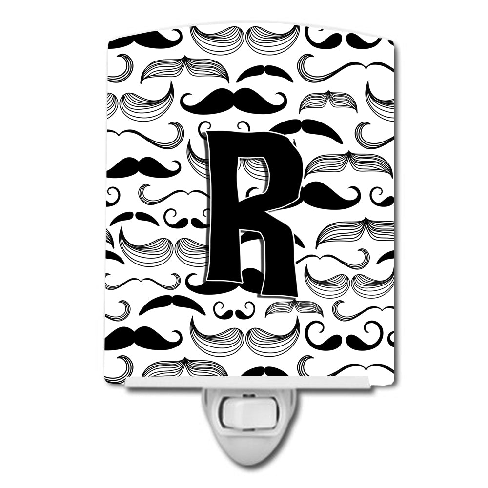 Letter R Moustache Initial Ceramic Night Light CJ2009-RCNL - the-store.com