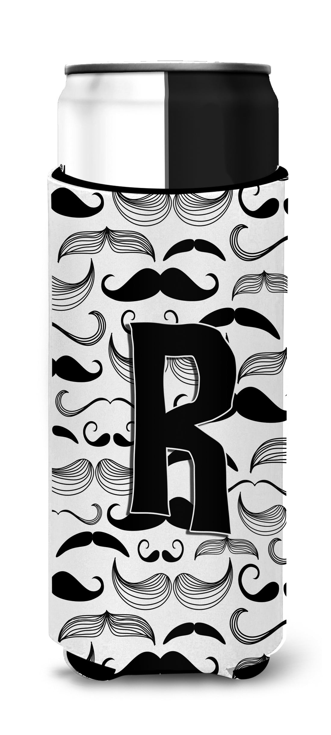 Letter R Moustache Initial Ultra Beverage Insulators for slim cans CJ2009-RMUK.