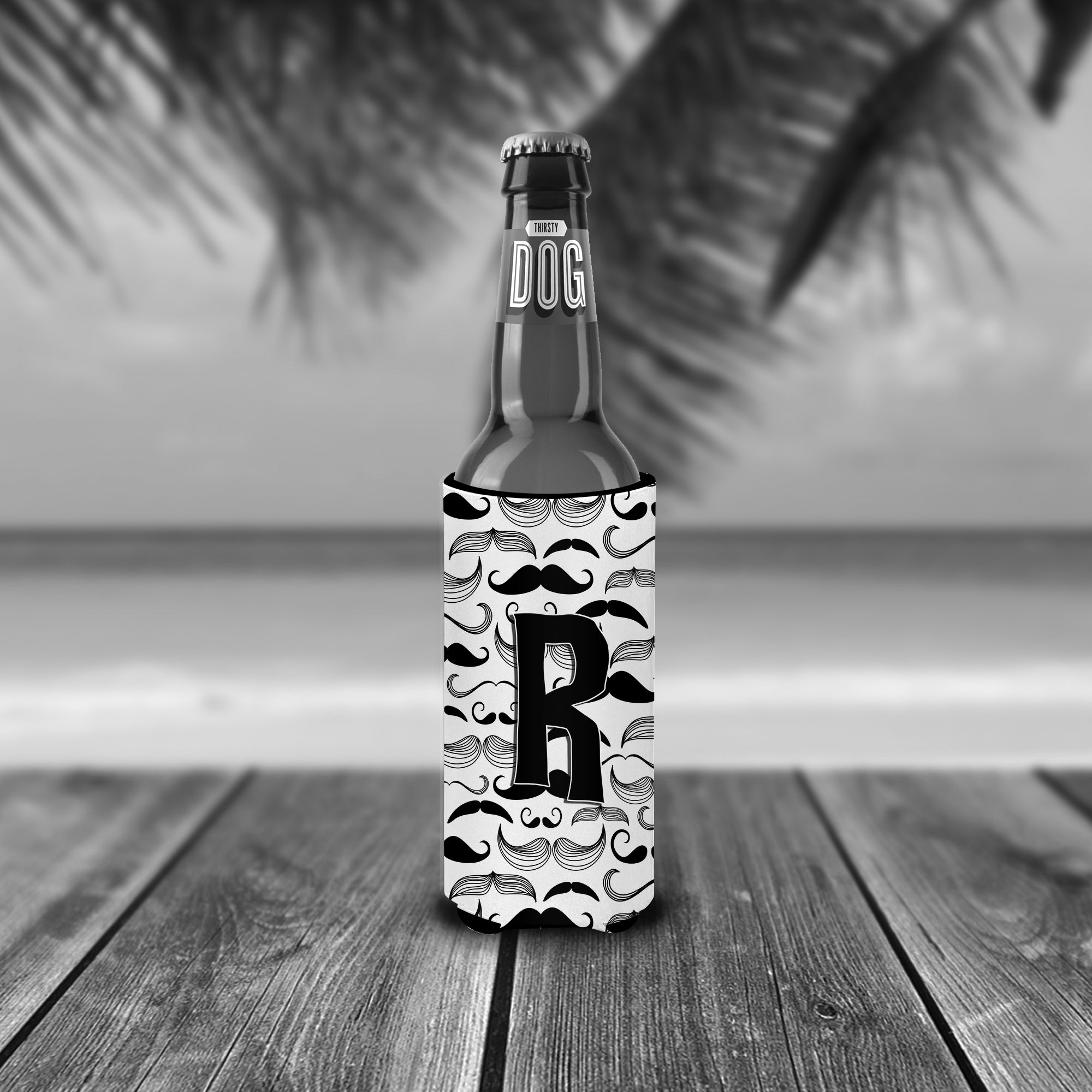 Letter R Moustache Initial Ultra Beverage Insulators for slim cans CJ2009-RMUK