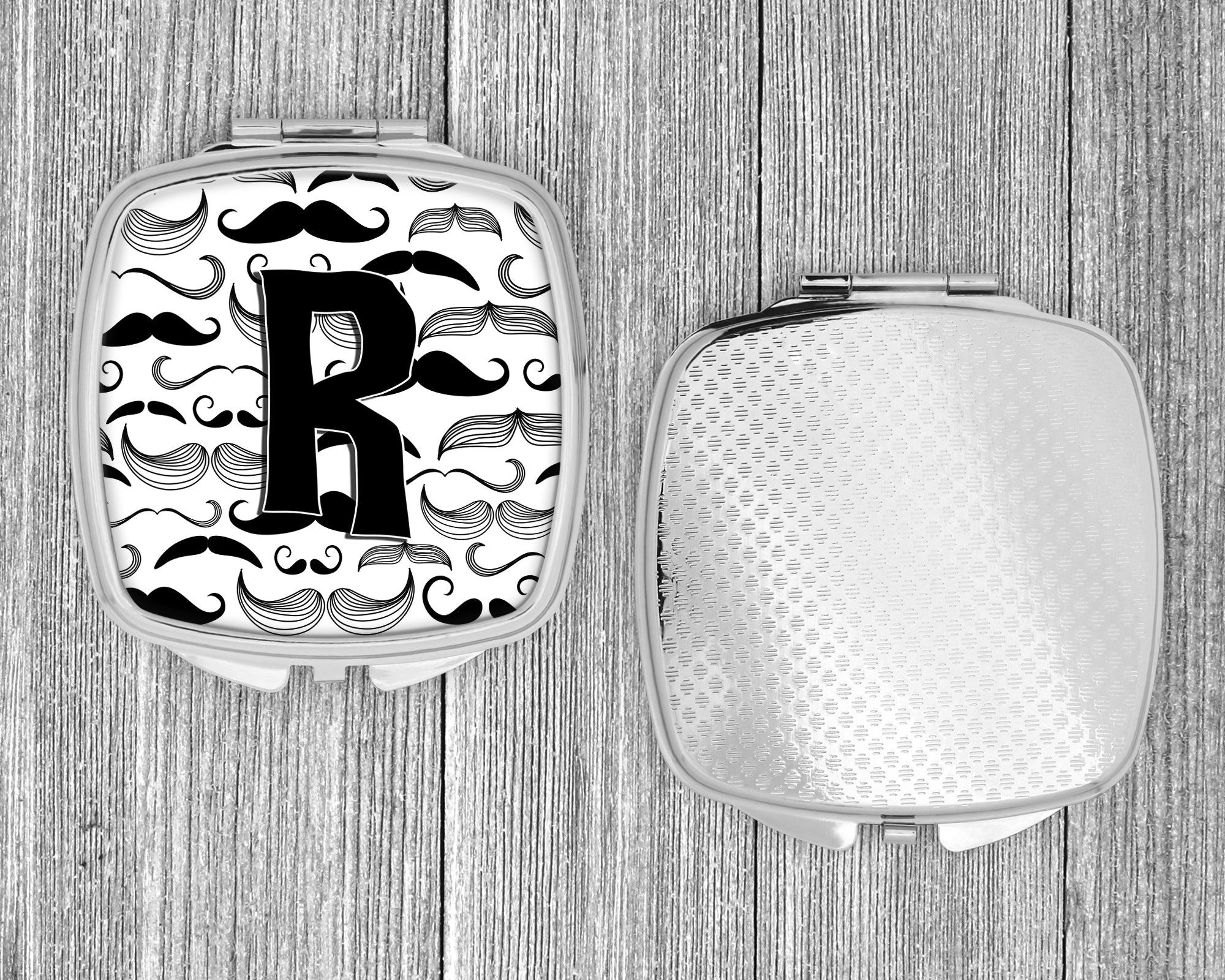 Letter R Moustache Initial Compact Mirror CJ2009-RSCM