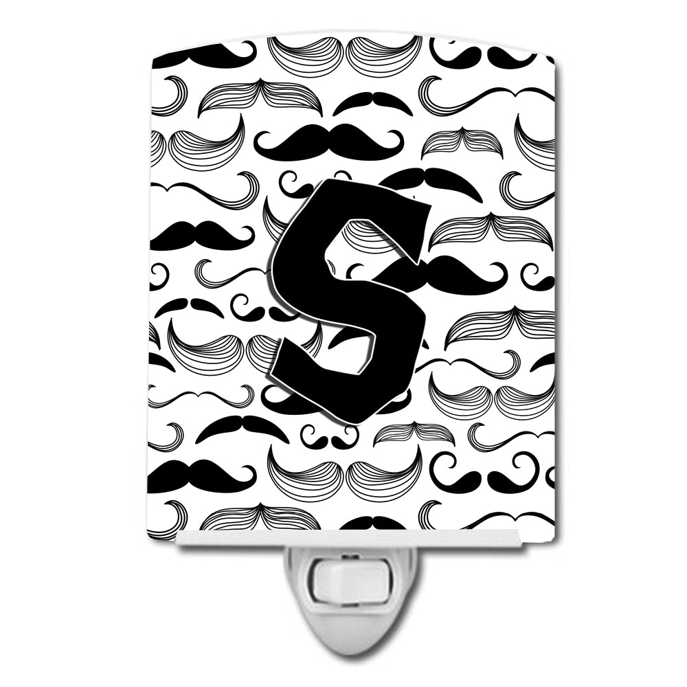 Letter S Moustache Initial Ceramic Night Light CJ2009-SCNL - the-store.com