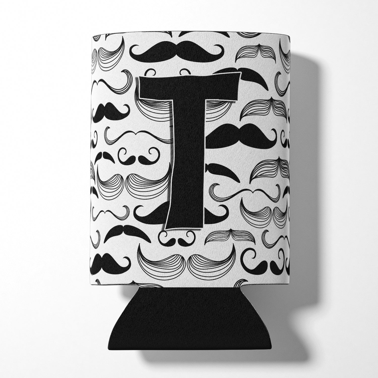 Lettre T Moustache Initiale Can ou Bottle Hugger CJ2009-TCC