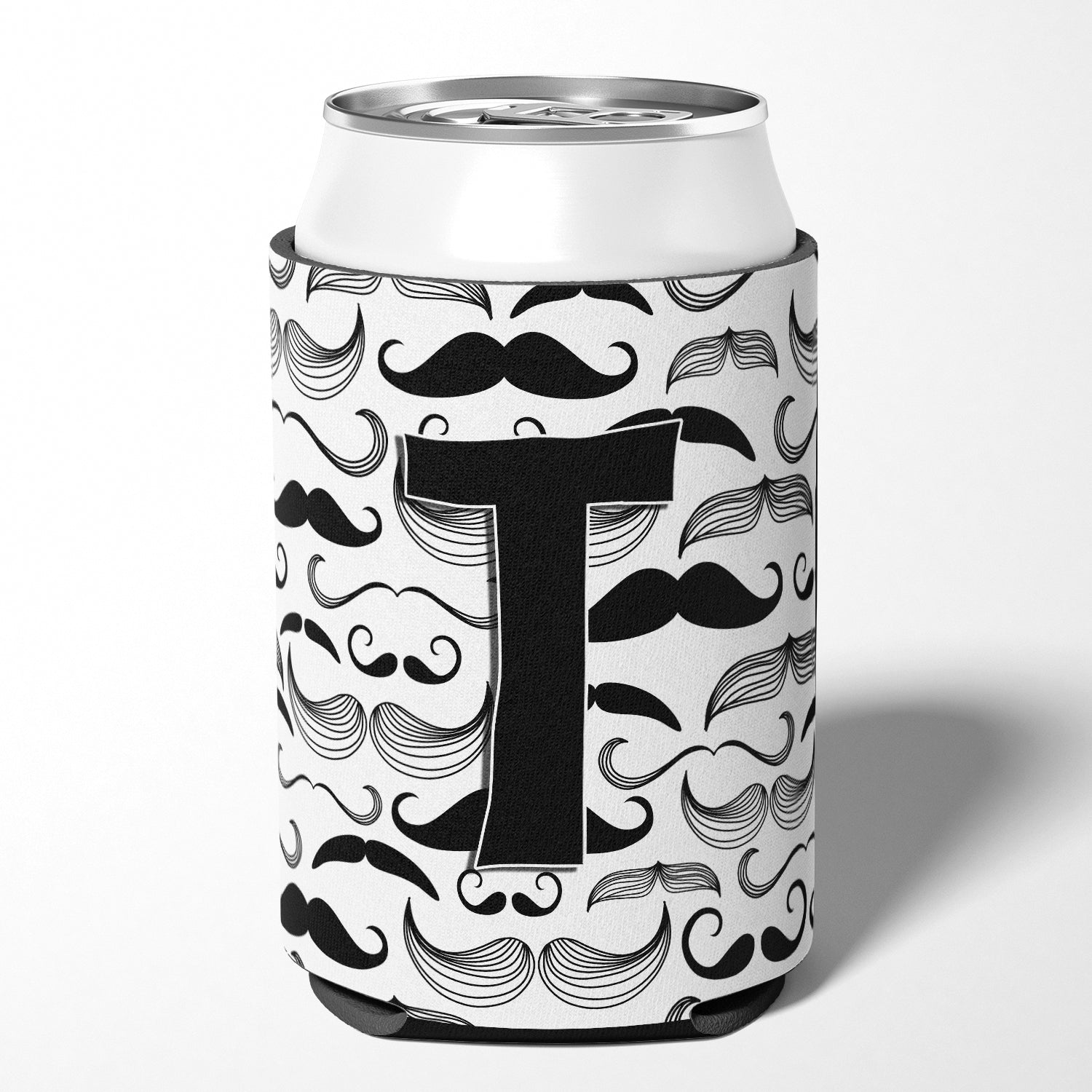 Lettre T Moustache Initiale Can ou Bottle Hugger CJ2009-TCC