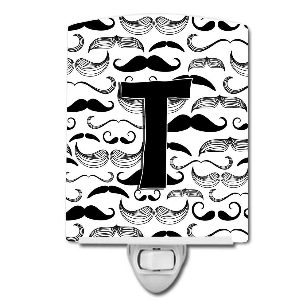 Letter T Moustache Initial Ceramic Night Light CJ2009-TCNL - the-store.com