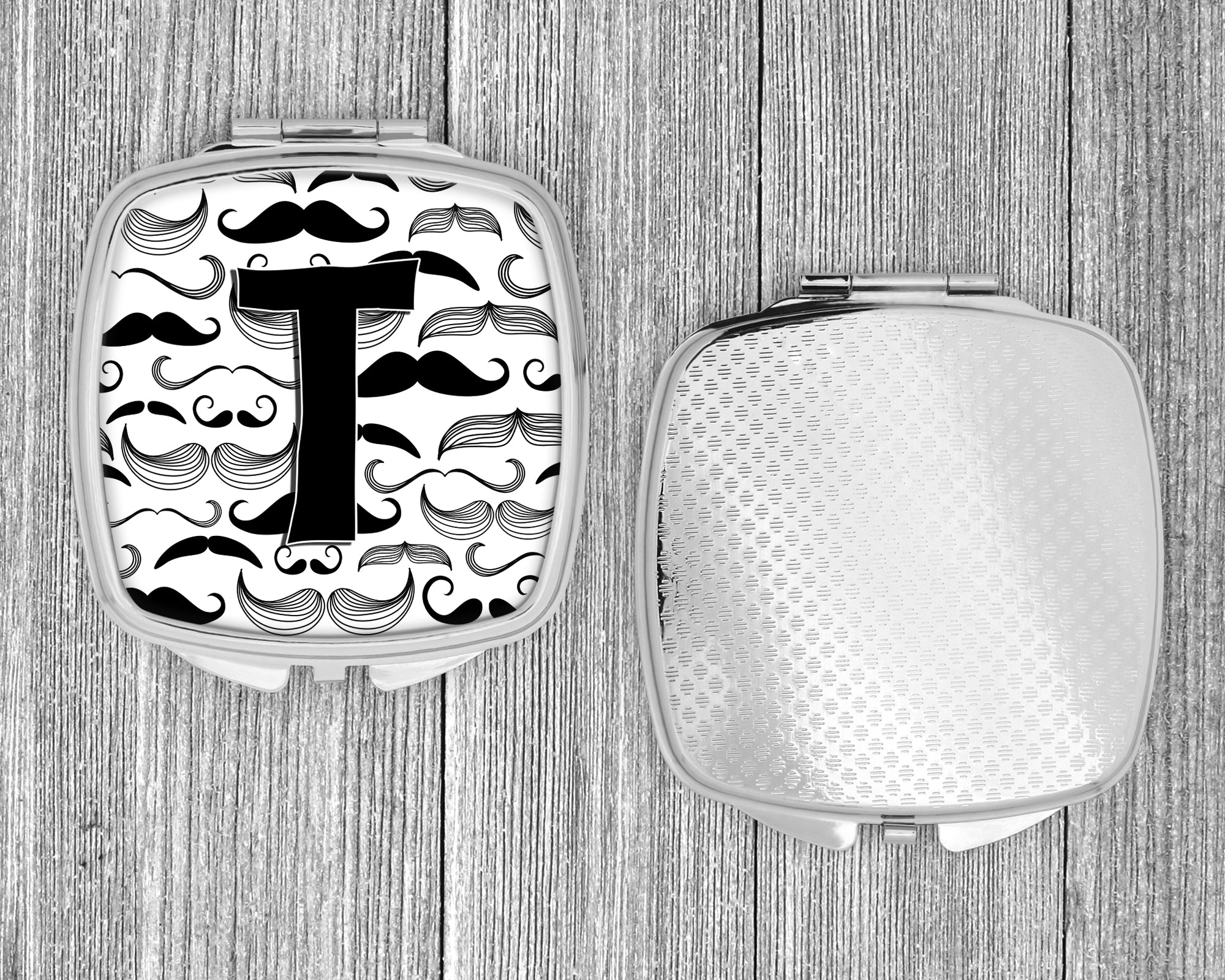 Letter T Moustache Initial Compact Mirror CJ2009-TSCM  the-store.com.