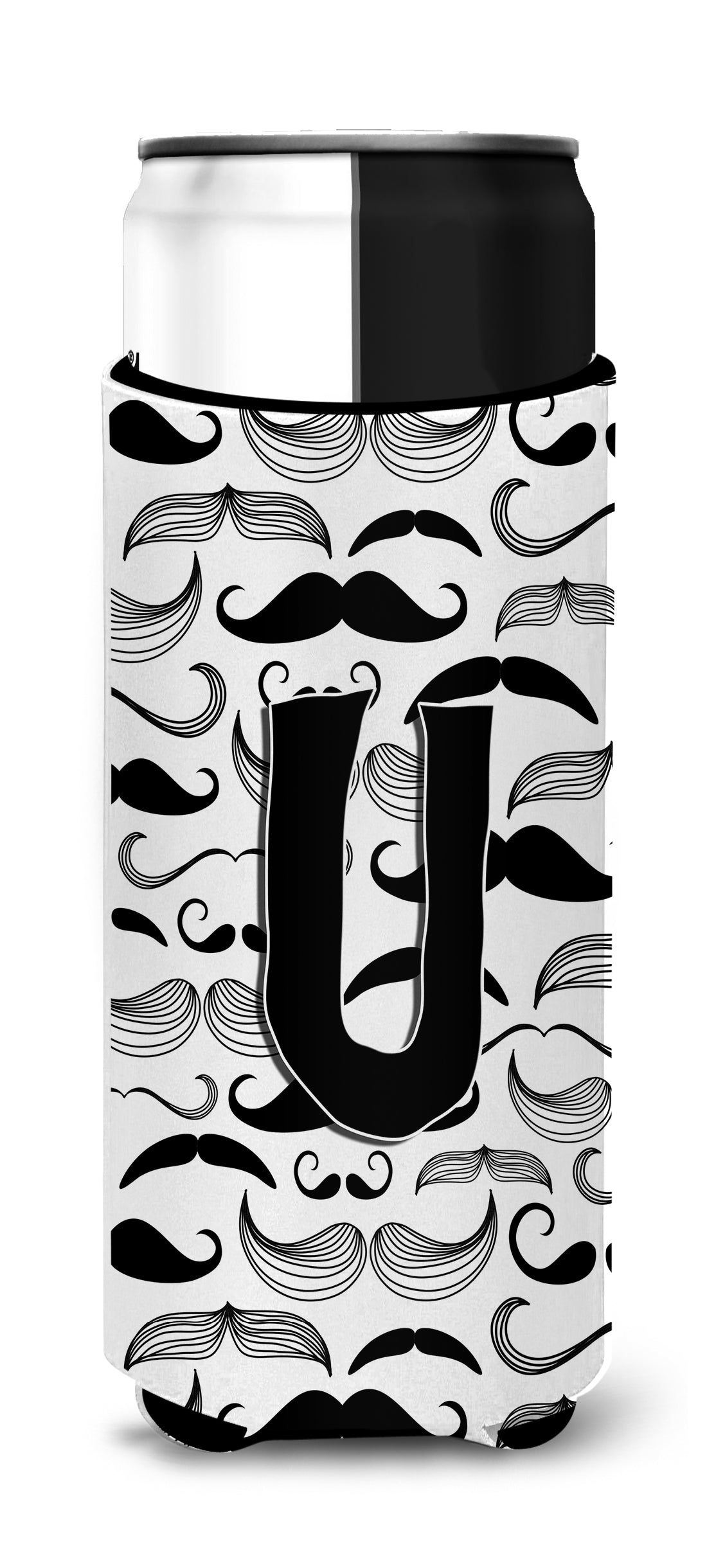 Letter U Moustache Initial Ultra Beverage Insulators for slim cans CJ2009-UMUK.