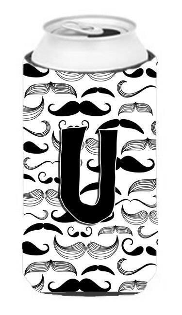 Letter U Moustache Initial Tall Boy Beverage Insulator Hugger CJ2009-UTBC by Caroline&#39;s Treasures
