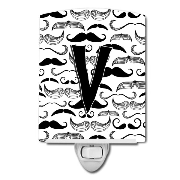 Letter V Moustache Initial Ceramic Night Light CJ2009-VCNL - the-store.com