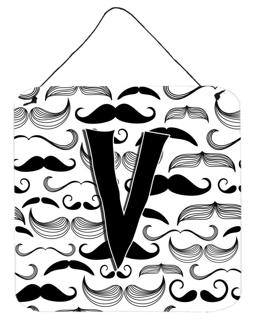 Letter V Moustache Initial Wall or Door Hanging Prints CJ2009-VDS66 by Caroline&#39;s Treasures