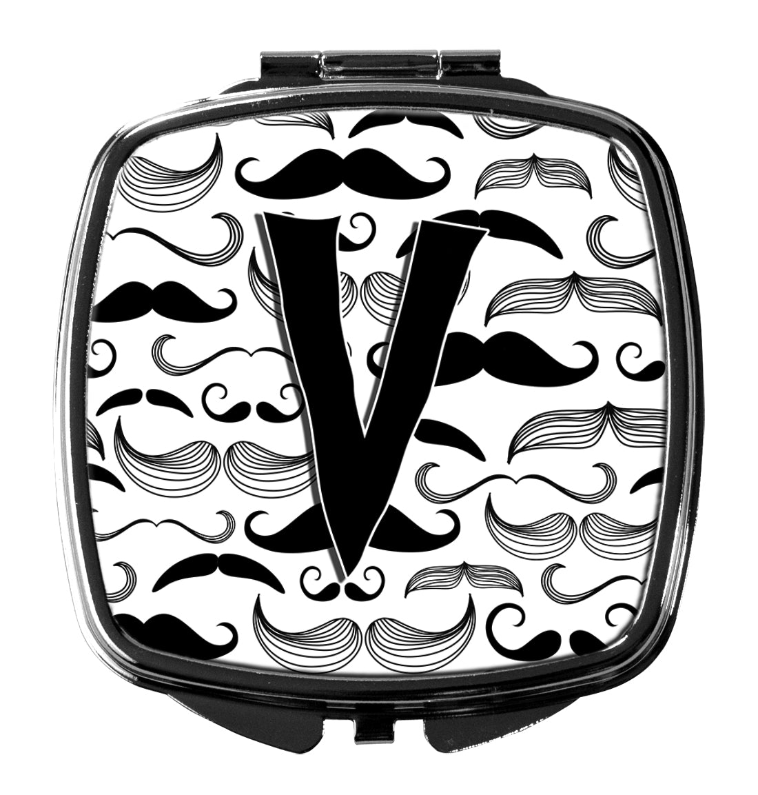 Letter V Moustache Initial Compact Mirror CJ2009-VSCM