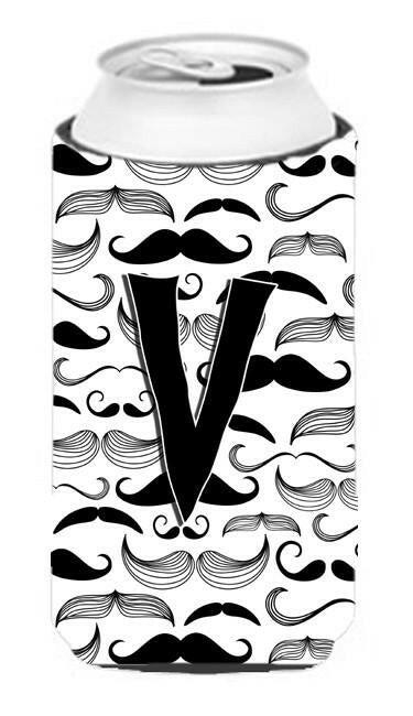 Letter V Moustache Initial Tall Boy Beverage Insulator Hugger CJ2009-VTBC by Caroline's Treasures