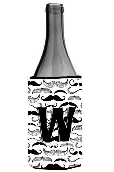 Letter W Moustache Initial Wine Bottle Beverage Insulator Hugger CJ2009-WLITERK by Caroline's Treasures